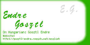 endre gosztl business card